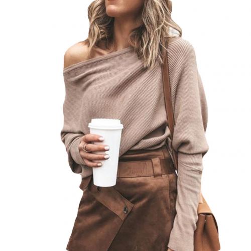 Off-Shoulder Trui - Batwing - Lange Mouw - Gebreide Trui - Damestruien-Boetiek Moda