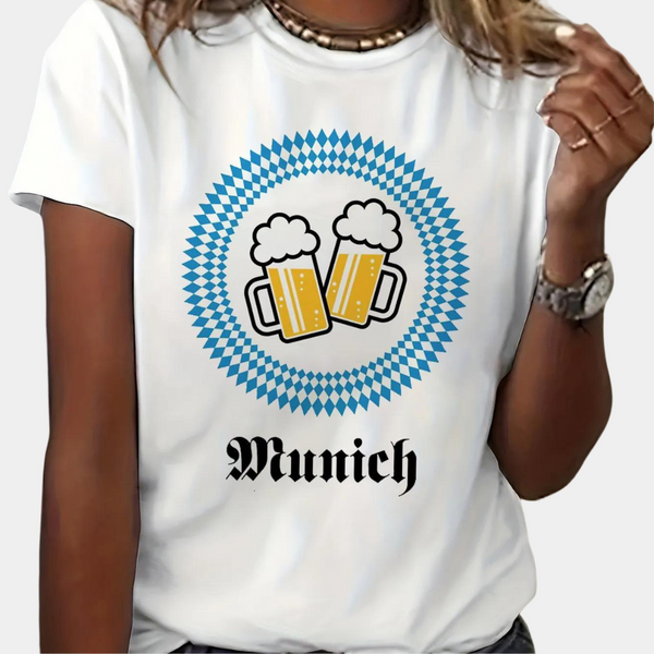 Oktoberfest T-Shirt - Dameshemden met korte mouwen en ronde hals oktoberfest-Boetiek Moda