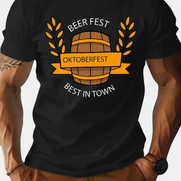 Oktoberfest T-Shirt | Korte Mouw | Ronde Hals | Bedrukt Overhemd | Heren-T-shirt-Boetiek Moda