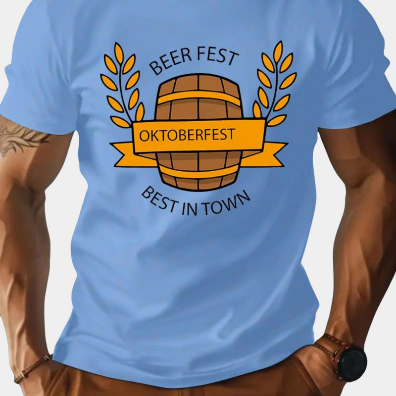 Oktoberfest T-Shirt | Korte Mouw | Ronde Hals | Bedrukt Overhemd | Heren-T-shirt-Boetiek Moda