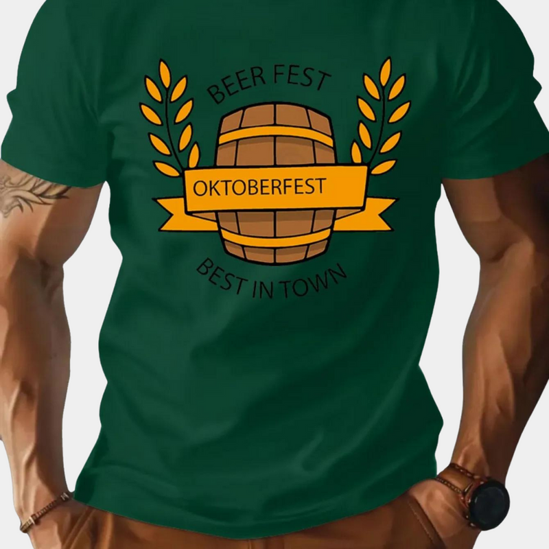 Oktoberfest T-Shirt | Korte Mouw | Ronde Hals | Bedrukt Overhemd | Heren-T-shirt-Boetiek Moda