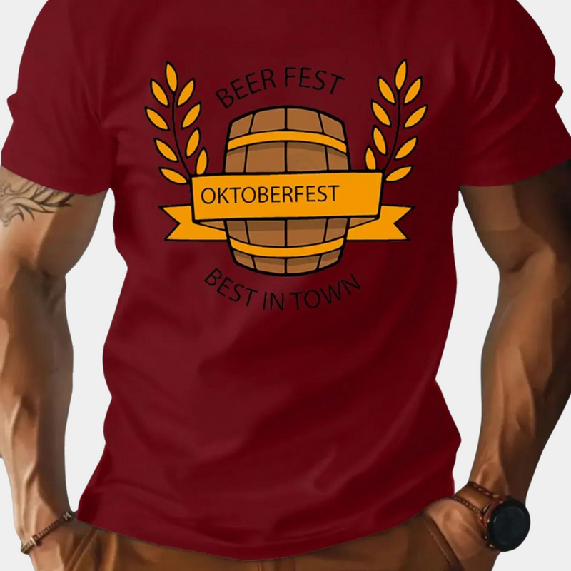 Oktoberfest T-Shirt | Korte Mouw | Ronde Hals | Bedrukt Overhemd | Heren-T-shirt-Boetiek Moda