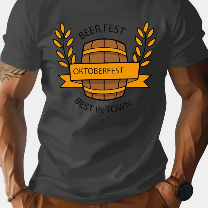 Oktoberfest T-Shirt | Korte Mouw | Ronde Hals | Bedrukt Overhemd | Heren-T-shirt-Boetiek Moda