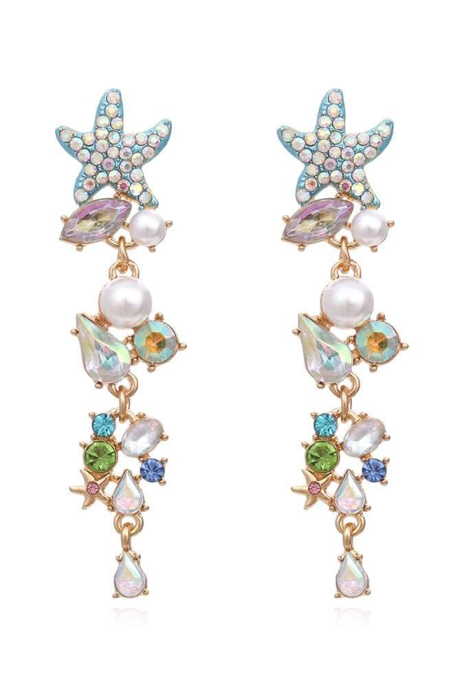 Oorbellen met zeester - parel - knop - lange oorbellen - damesoorbellen-Boetiek Moda