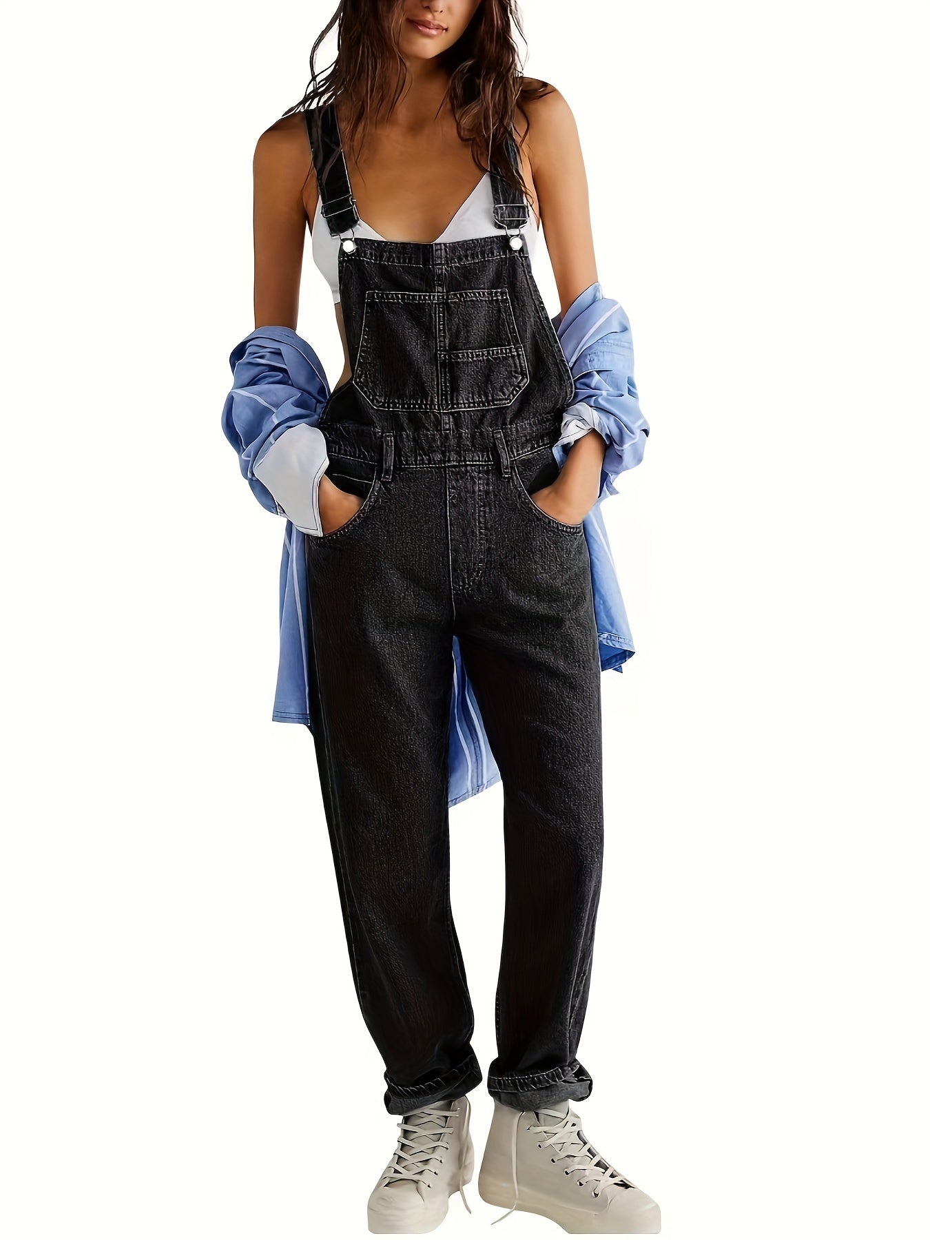 Overalls - Los model - Rechte pijpen - Denim tuinbroek - Jumpsuit Denim voor dames-Boetiek Moda