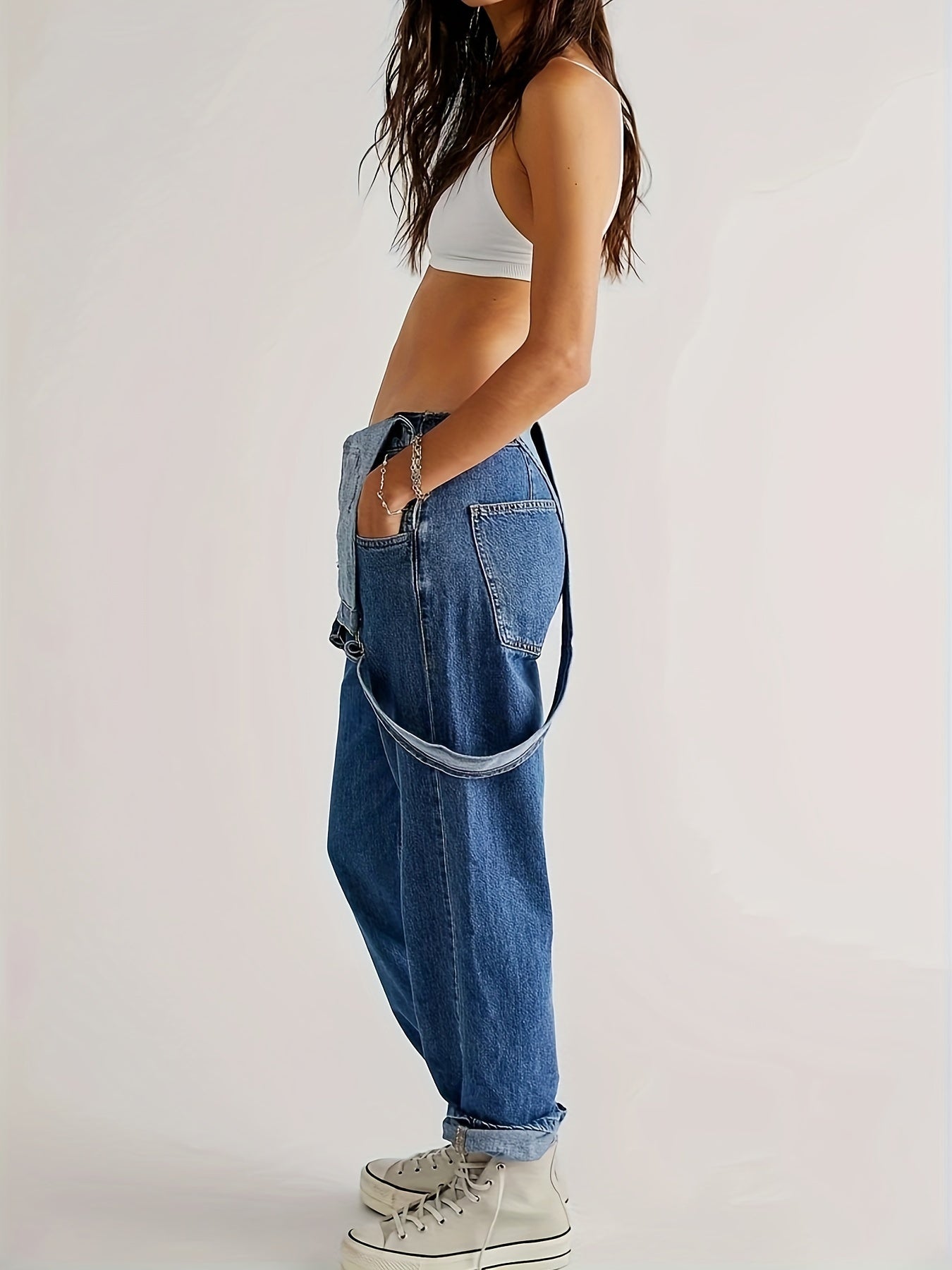 Overalls - Los model - Rechte pijpen - Denim tuinbroek - Jumpsuit Denim voor dames-Boetiek Moda