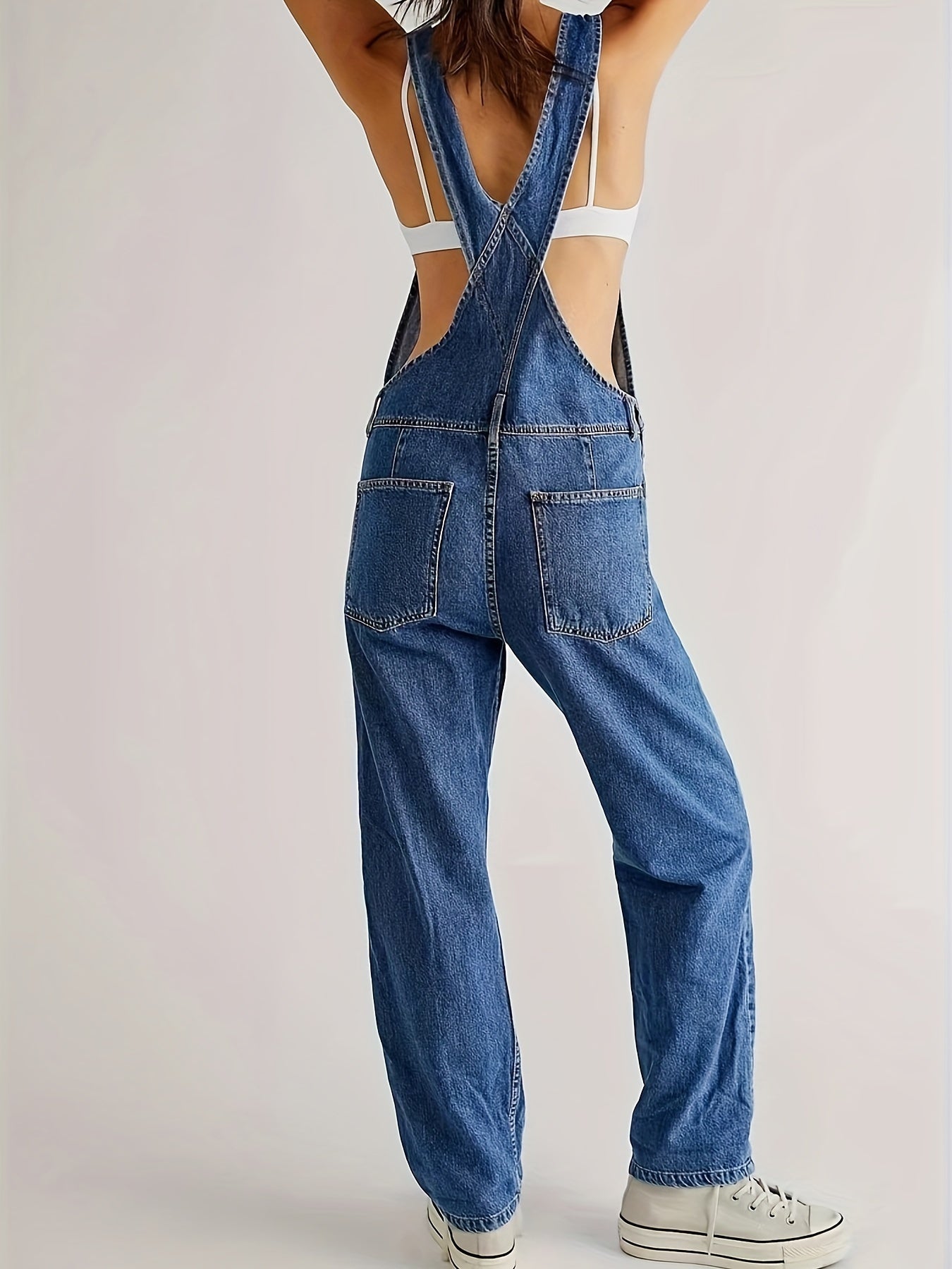 Overalls - Los model - Rechte pijpen - Denim tuinbroek - Jumpsuit Denim voor dames-Boetiek Moda