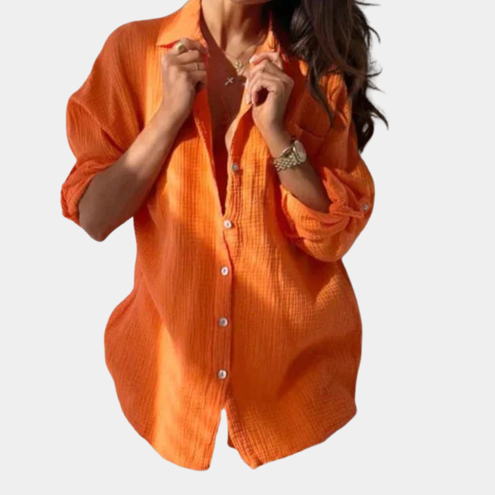 Overhemd met knoopsluiting | Lange Mouwen | Los model | Zomeroverhemd | Vrouwenblouse-Boetiek Moda
