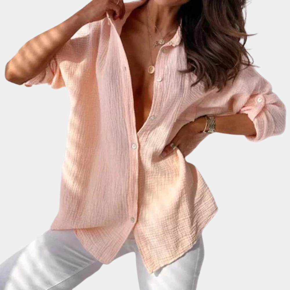 Overhemd met knoopsluiting | Lange Mouwen | Los model | Zomeroverhemd | Vrouwenblouse-Boetiek Moda