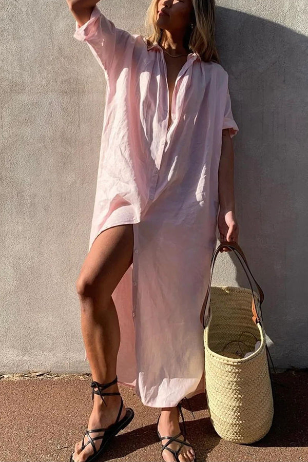 Overhemdjurk | Losjes | Button-Up | Maxi Jurk | Zomerjurk-Boetiek Moda