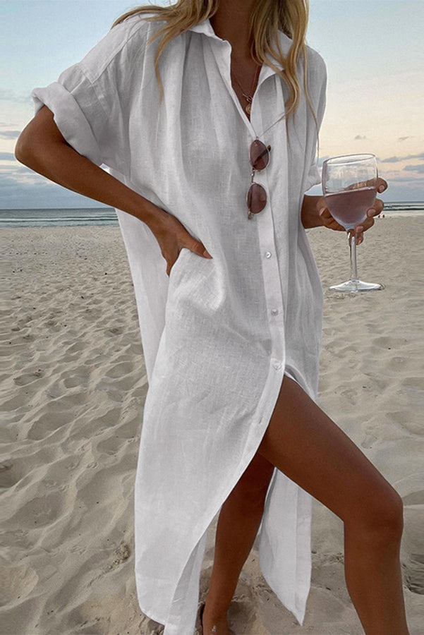 Overhemdjurk | Losjes | Button-Up | Maxi Jurk | Zomerjurk-Boetiek Moda