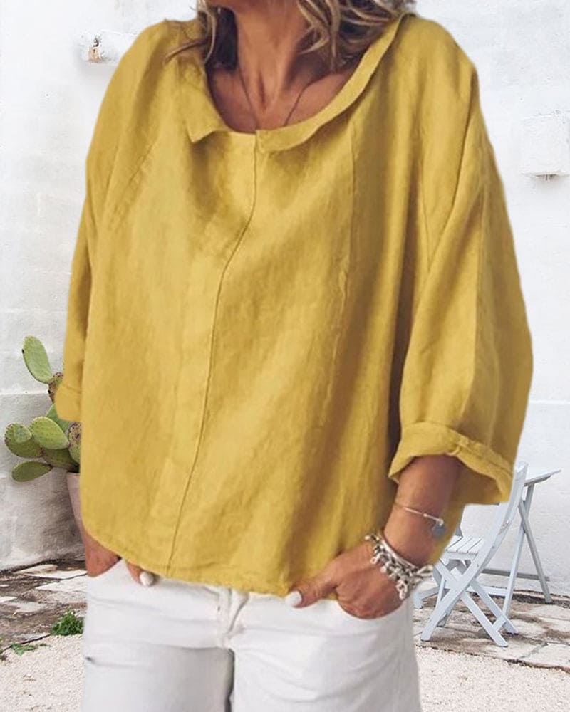 Oversized Blouse - Los model - Halve Mouw - Top Met Lange Mouwen - Dameskleding-Boetiek Moda