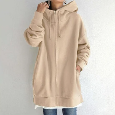 Oversized Hoodie - Lang - Baggy - Hoodie met rits - Dames Hoodie-Boetiek Moda