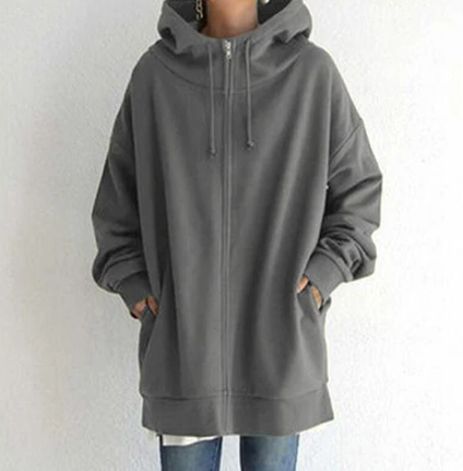 Oversized Hoodie - Lang - Baggy - Hoodie met rits - Dames Hoodie-Boetiek Moda