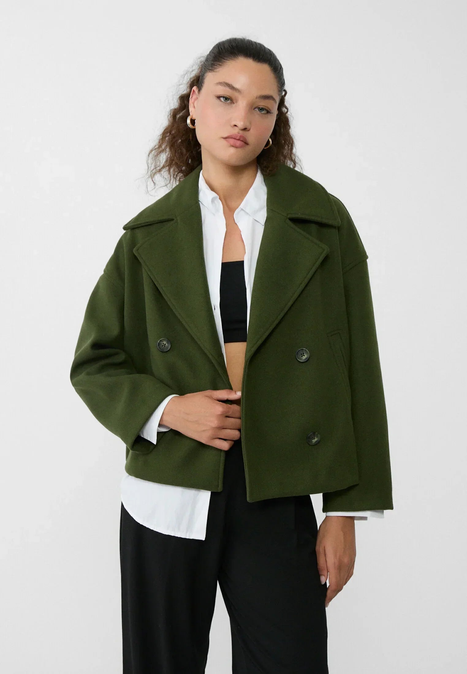 Oversized Jas - Double Breasted - Herfst - Korte trenchcoat - Damesjas-Boetiek Moda