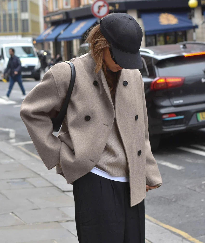 Oversized Jas - Kort - Double Breasted - Wollen Jas - Damesjas-Boetiek Moda