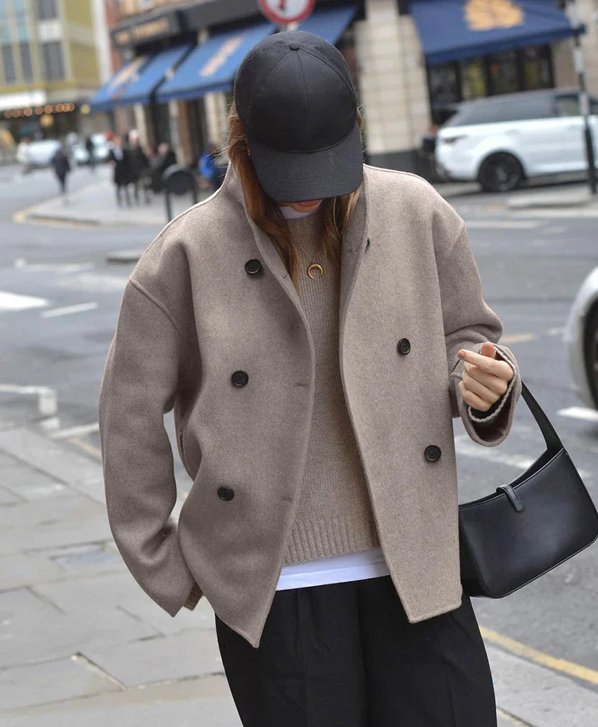Oversized Jas - Kort - Double Breasted - Wollen Jas - Damesjas-Boetiek Moda