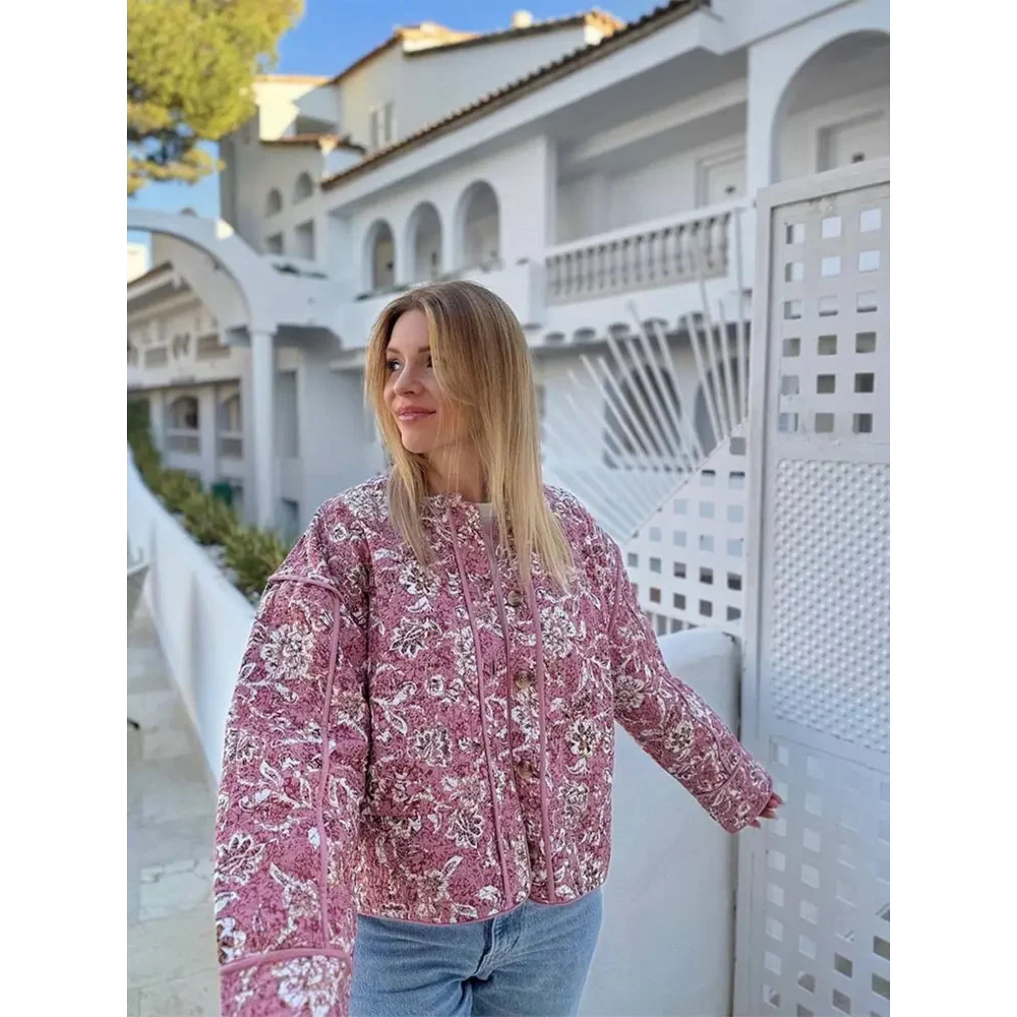 Oversized Jas - Loose Fit Roze Gewatteerde Jas voor dames-Boetiek Moda