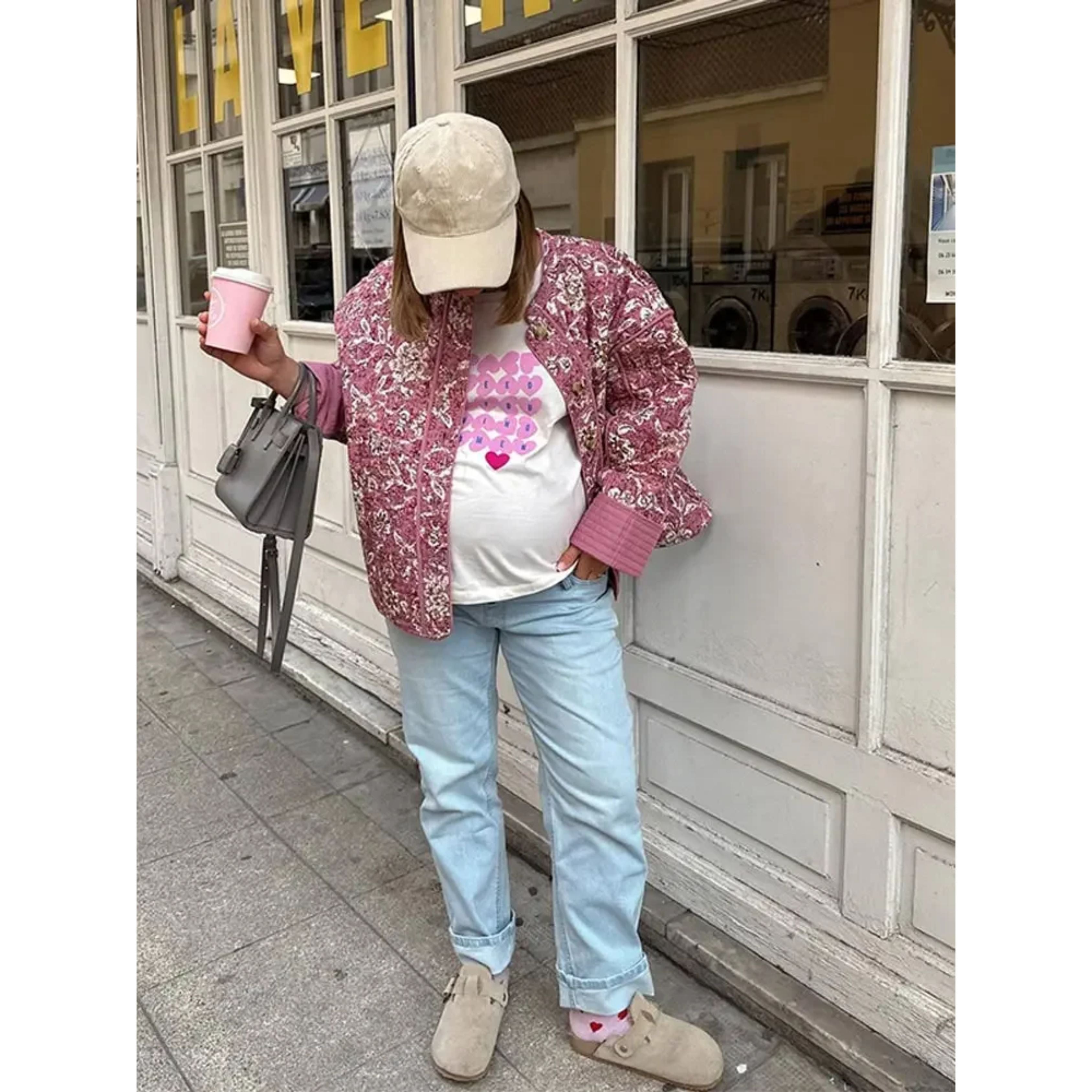 Oversized Jas - Loose Fit Roze Gewatteerde Jas voor dames-Boetiek Moda