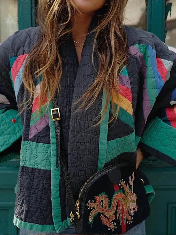 Oversized Jas | Open voorkant | Retro | Gewatteerde jas | Damesjas-Boetiek Moda