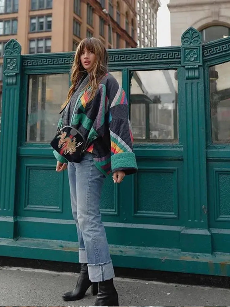 Oversized Jas | Open voorkant | Retro | Gewatteerde jas | Damesjas-Boetiek Moda