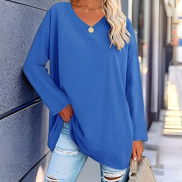 Oversized Pullover - V Hals - Lange Mouw - Trui - Dameskleding-Boetiek Moda