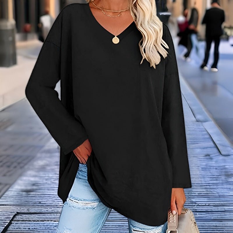 Oversized Pullover - V Hals - Lange Mouw - Trui - Dameskleding-Boetiek Moda