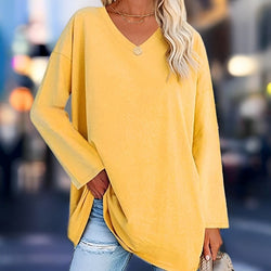 Oversized Pullover - V Hals - Lange Mouw - Trui - Dameskleding-Boetiek Moda