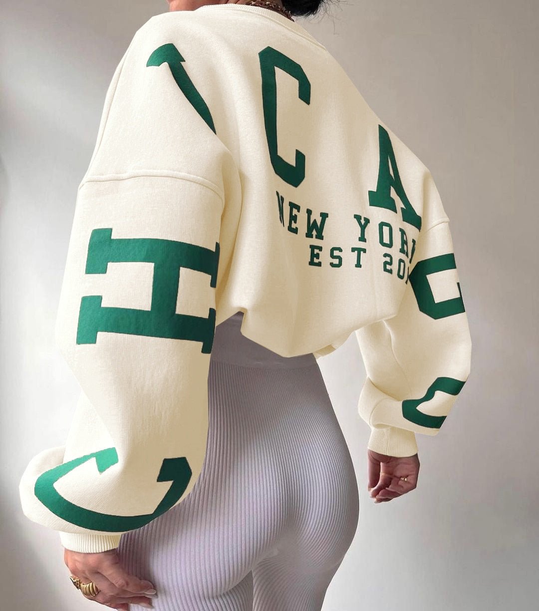 Oversized Sweatshirt - Warme Loose Fit Pullover Sweatshirt voor dames-Boetiek Moda