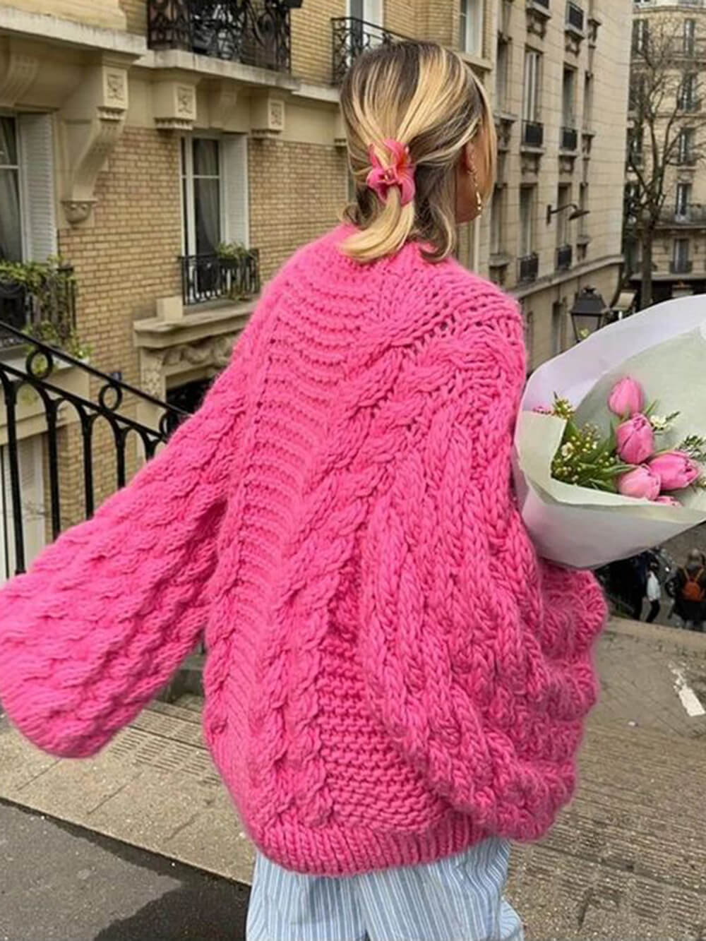 Oversized Trui - Grof - Kabel - Gebreide Trui - Damestrui-Boetiek Moda