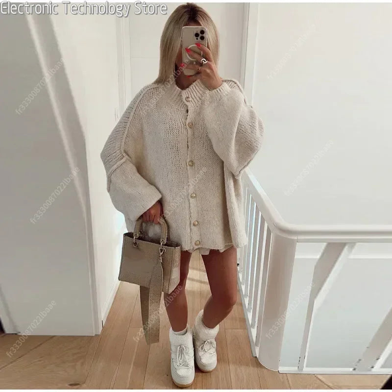 Oversized Vest - Button-Up - Grof - Gebreid vest - Damesvest-Boetiek Moda