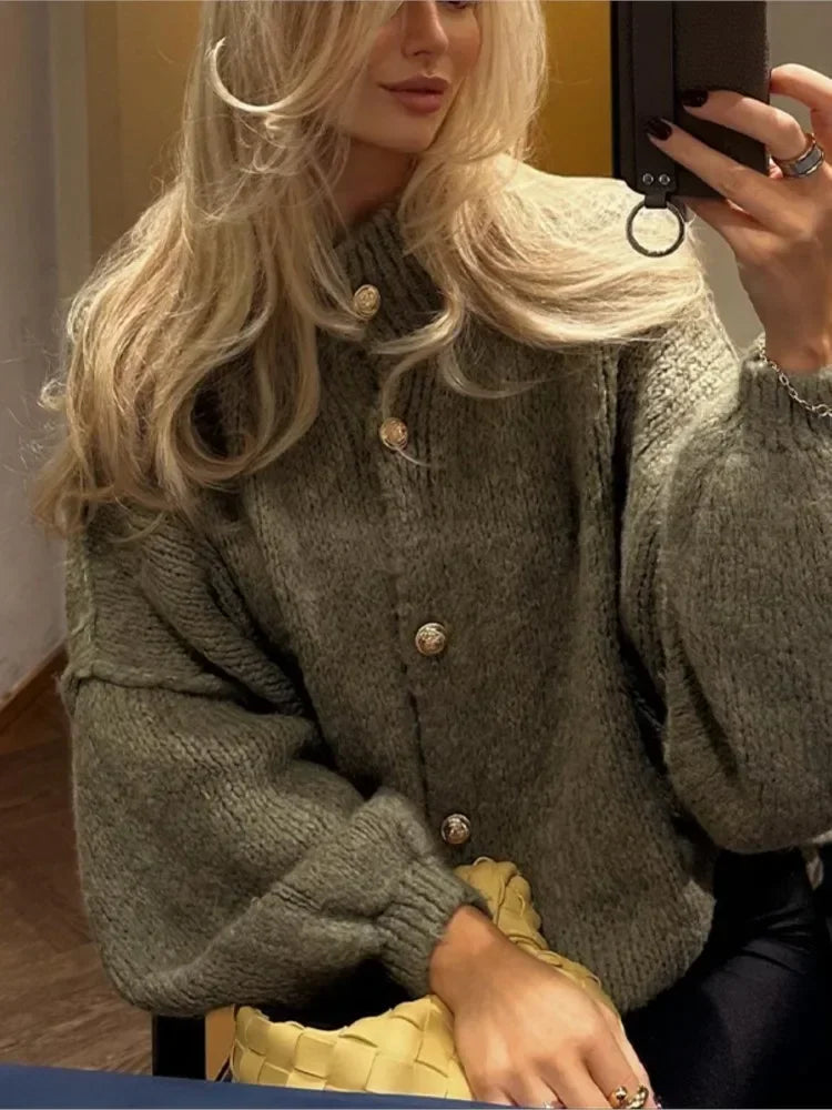 Oversized Vest - Button-Up - Grof - Gebreid vest - Damesvest-Boetiek Moda