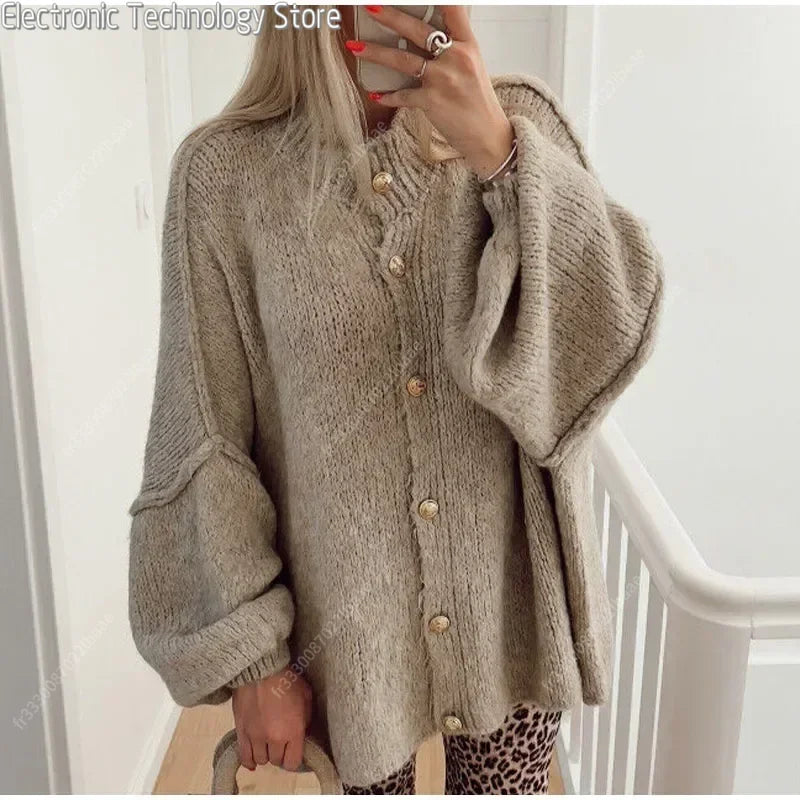 Oversized Vest - Button-Up - Grof - Gebreid vest - Damesvest-Boetiek Moda