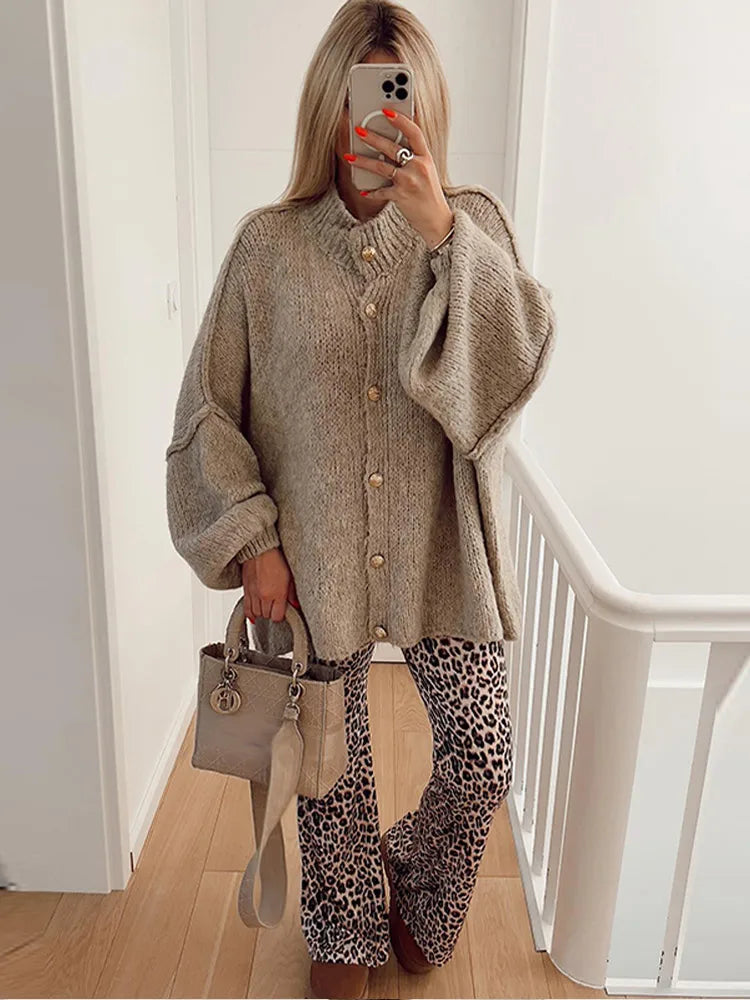Oversized Vest - Warm - Button-Up - Gebreid Vest - Dameskleding-Boetiek Moda