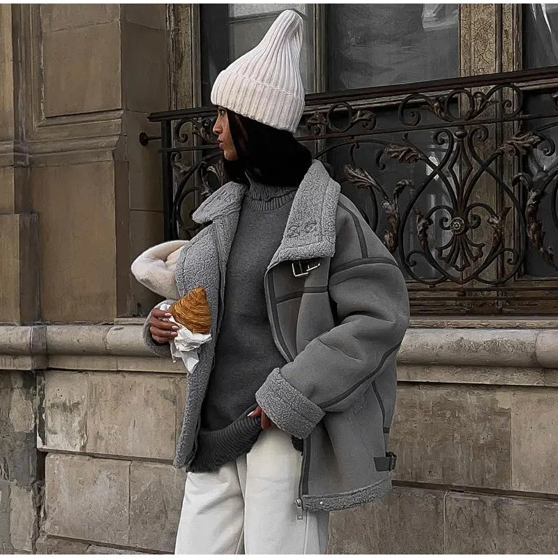 Oversized Winterjas | Met fleece gevoerd | Ritssluiting | Pilotenjas | Winterjas voor dames-Boetiek Moda