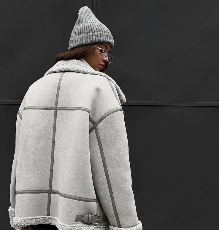 Oversized Winterjas | Met fleece gevoerd | Ritssluiting | Pilotenjas | Winterjas voor dames-Boetiek Moda