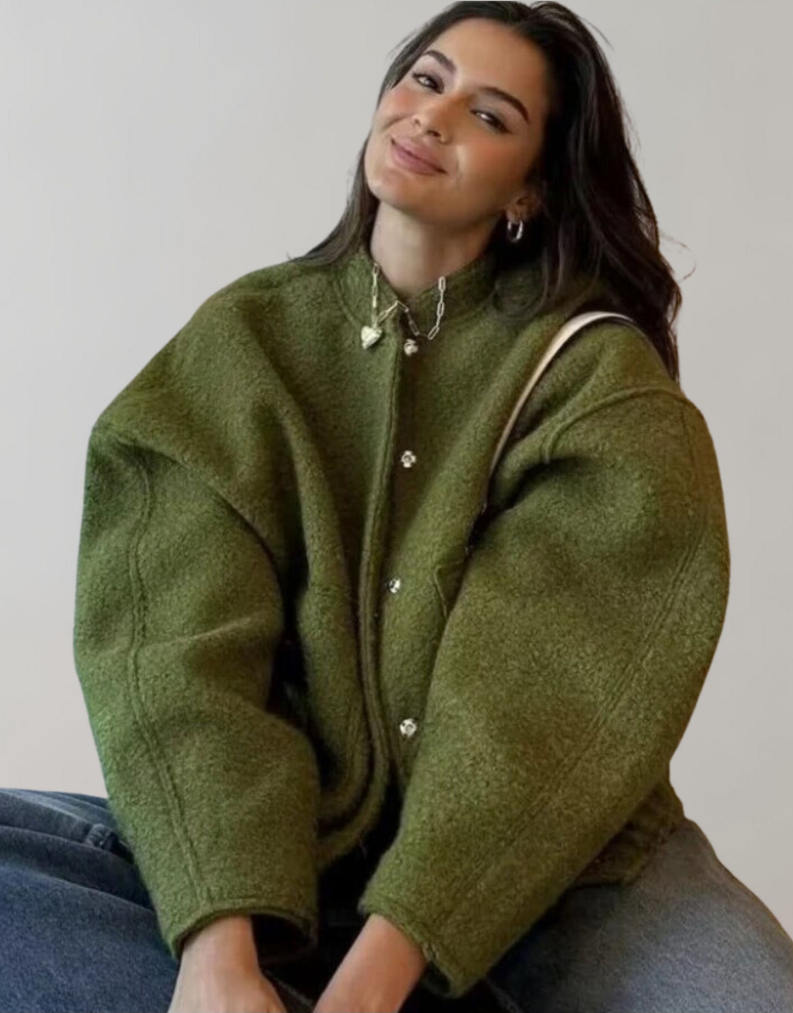 Oversized bomberjack | Casual | Met knopen | Oversized jas | Damesjas-Boetiek Moda