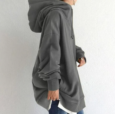 Oversized hoodie - Losvallende hoodie met lange ritssluiting voor dames-Boetiek Moda