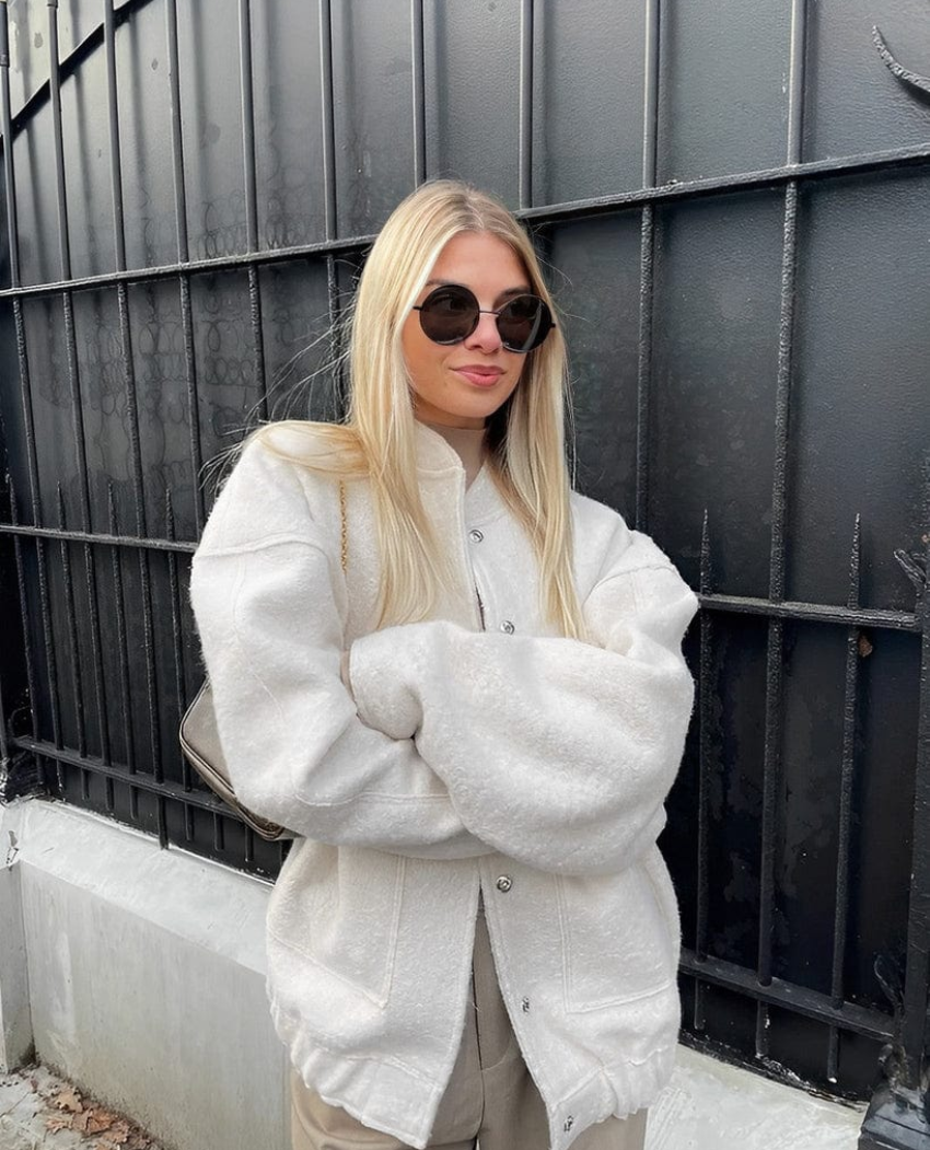 Oversized jas - Bomberjack van wolmix voor dames voor herfst en winter-Boetiek Moda