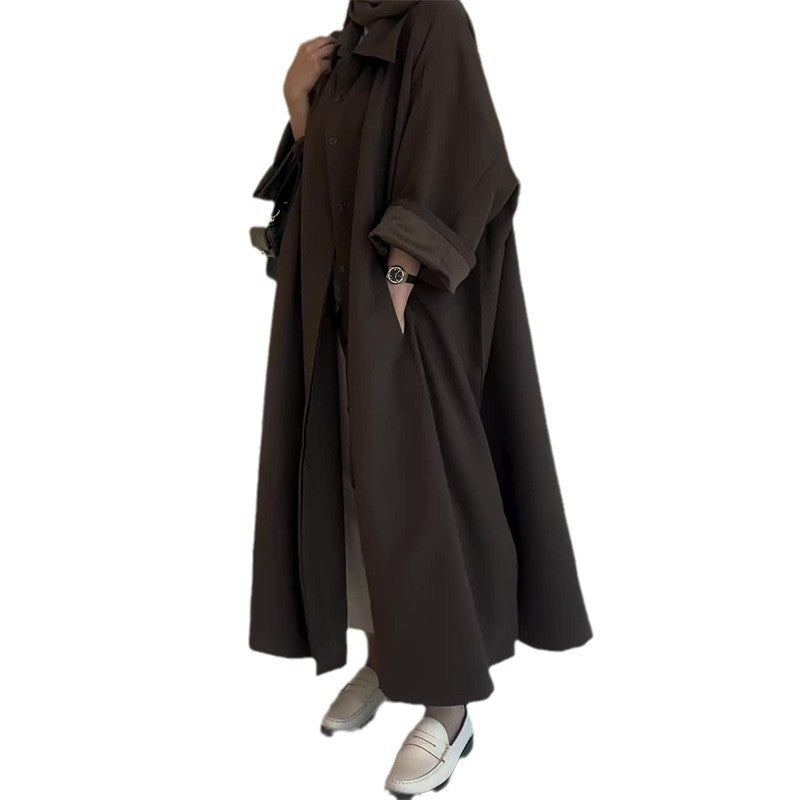 Oversized jas - Bruine lange trenchcoat voor dames-Boetiek Moda