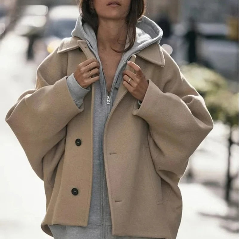 Oversized jas | Enkelrijks | Kraag | Wintertrenchcoat | Damesjas-Boetiek Moda