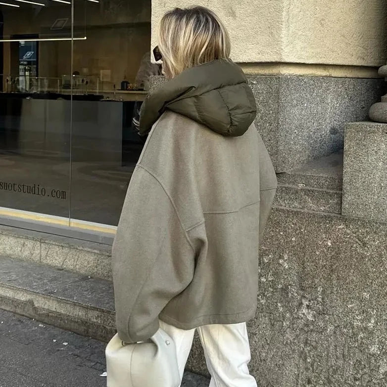 Oversized jas | Met capuchon | Ritssluiting | Overgangsjas | Winterjas voor dames-Boetiek Moda