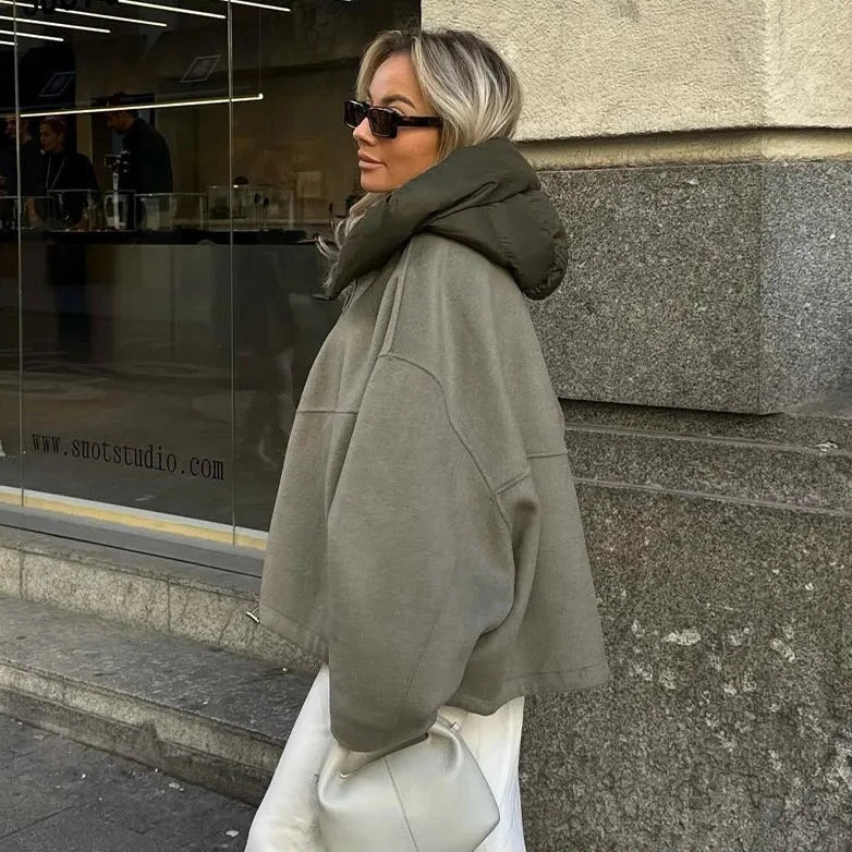 Oversized jas | Met capuchon | Ritssluiting | Overgangsjas | Winterjas voor dames-Boetiek Moda