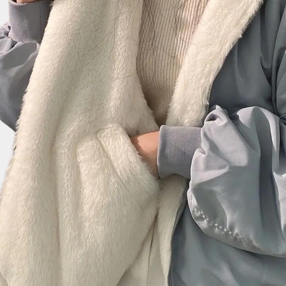 Oversized jas | Met fleece gevoerd | Ritssluiting | Winter bomberjack | Winterjas voor dames-Boetiek Moda