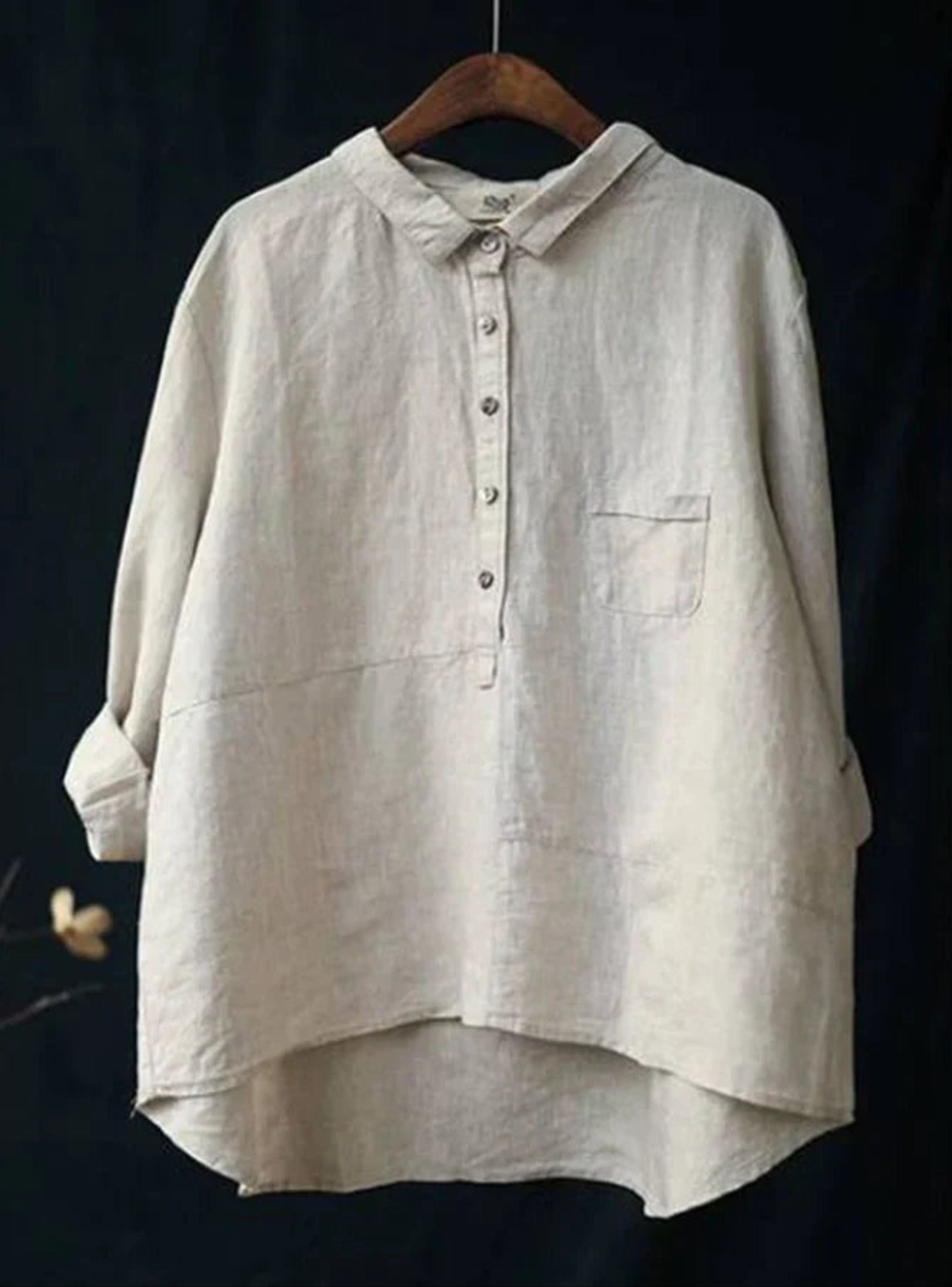 Oversized shirt - Lange mouwen - Halve knoopsluiting - Oversized blouse - Damesoverhemd-Boetiek Moda