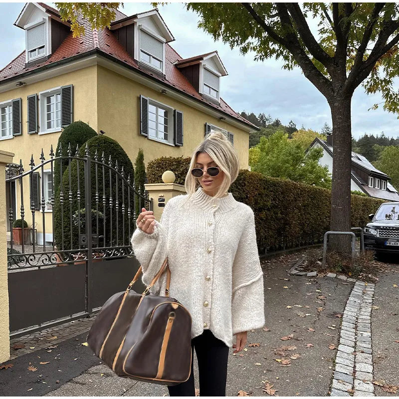 Oversized vest – Grof gebreid – Met knopen – Gebreid vest – Gebreide damesmode-Boetiek Moda