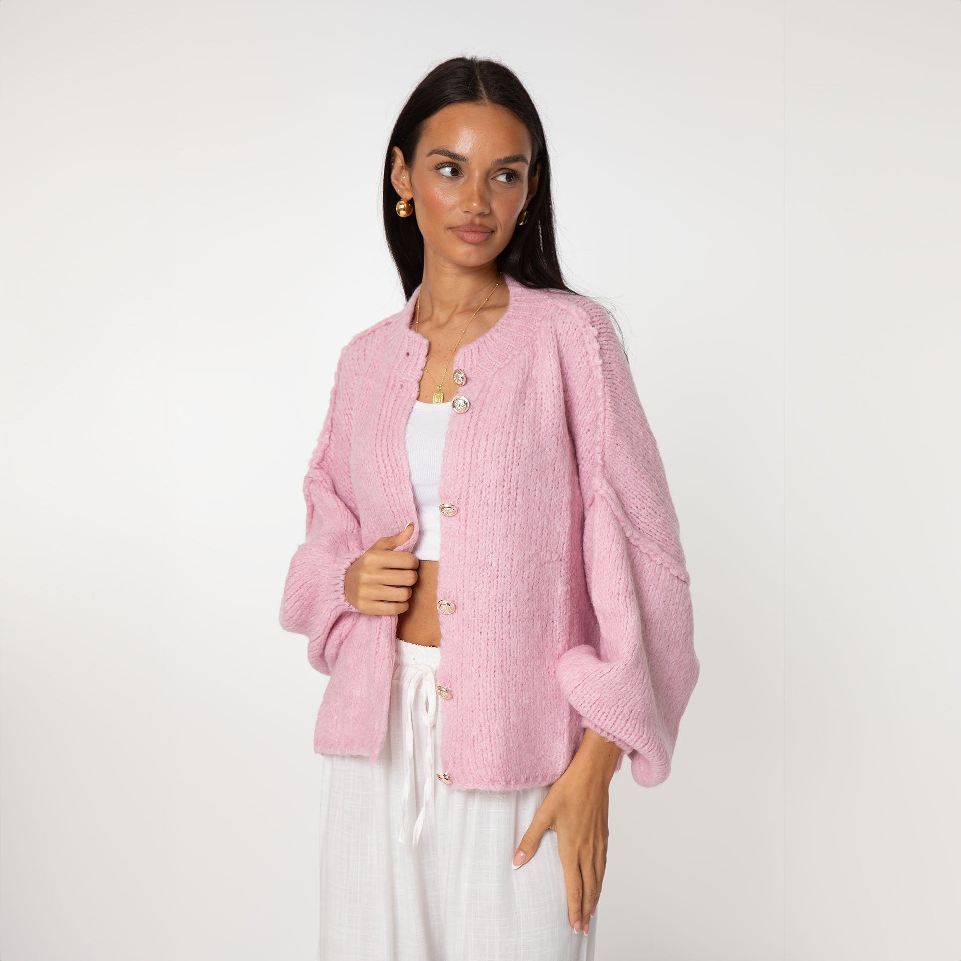 Oversized vest - grof - Button-Up - gebreid vest - damesvest-Boetiek Moda