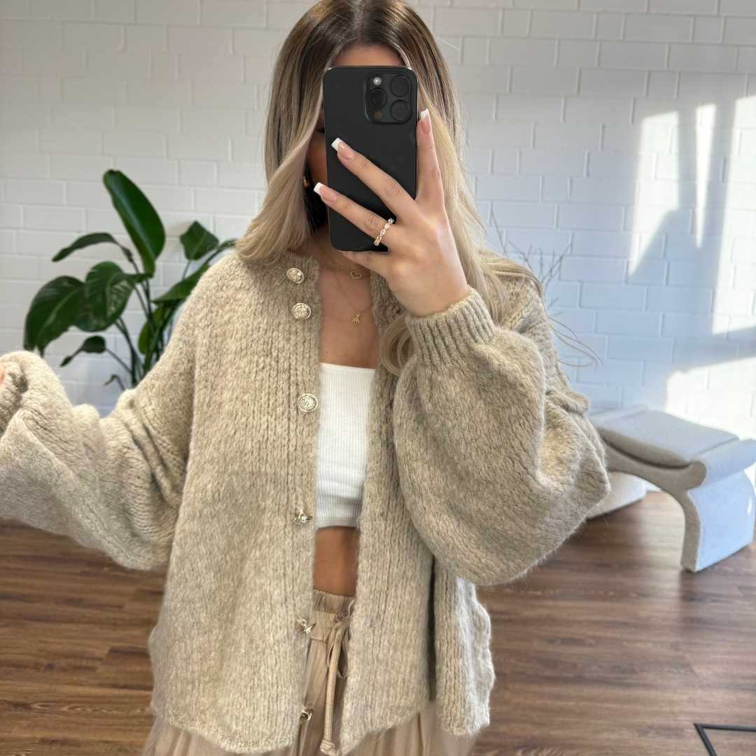 Oversized vest - grof - Button-Up - gebreid vest - damesvest-Boetiek Moda