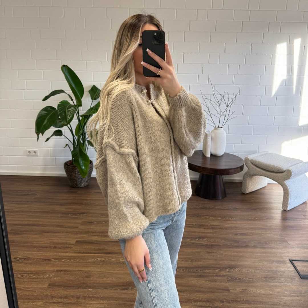 Oversized vest - grof - Button-Up - gebreid vest - damesvest-Boetiek Moda