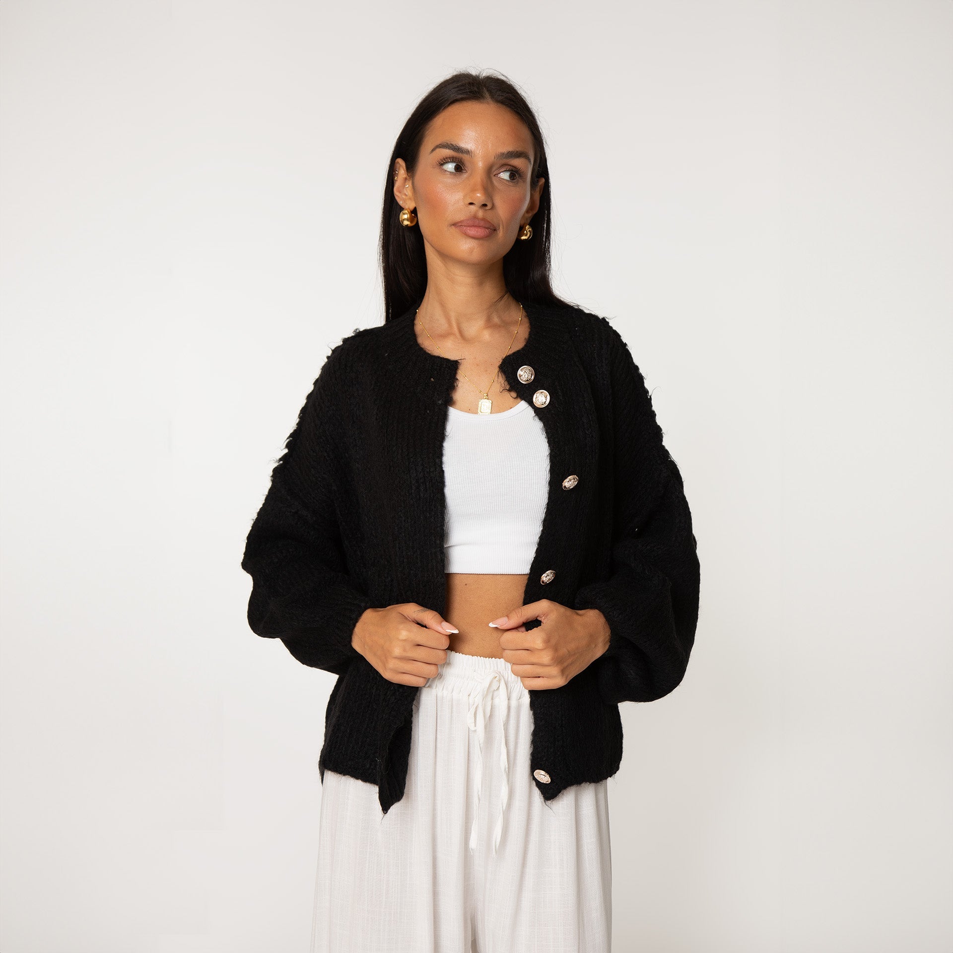 Oversized vest - grof - Button-Up - gebreid vest - damesvest-Boetiek Moda